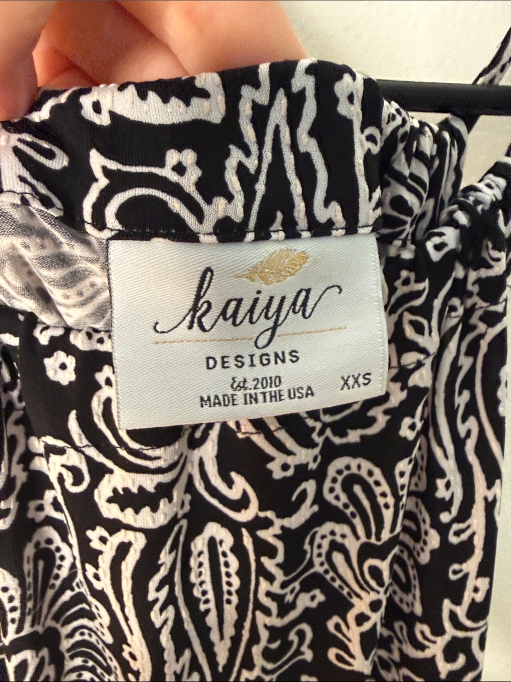 Kaiya Designs Black White Paisley Tiered Maxi Dress Tie Strap Boho XXS - Picture 6 of 6